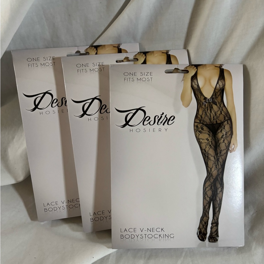 Desire Hosiery Lace V-Neck Bodystocking